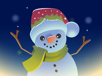 ☃️ Merry Christmas! blue carrot cartoon character christmas night present red santa scarf snow snowflakes snowman