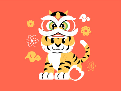 The Year of the Tiger 2022 chinese cute gold lunar new year new year red tiger