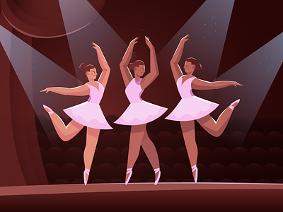 🩰 Ballet ballet character design dance dress freepik girl illustration pink spotlight stage theatre woman