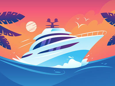 Boat ⛵ beach blue boat freepik orange palm tree party sailboat splash summer sunset water waves yacht