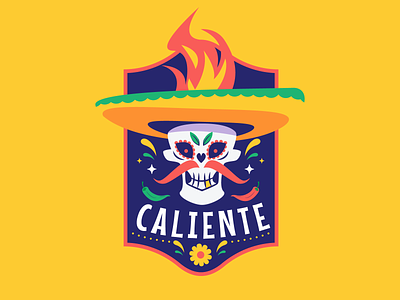 Caliente 🌶️ chili day of the dead dia de muertos flames food freepik ghost rider hot food mariachi mascot mexican peppers red red hot restaurant skull spicy yellow
