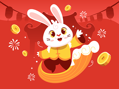 Year of the Rabbit 🐰 anime asian character design chibi chinese chinese new year cute download free freepik illustration illustrator kung fu mascot rabbit red vector