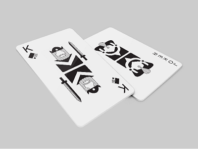 Playing card design card concept graphic design illustration joker king minimalistic playing card