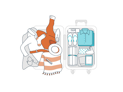 Illustration baggage blue graphic design illustration luggage red suitcase