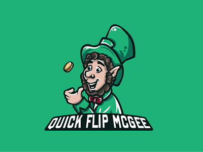 Quick Flip McGee Esport Logo badge beard man cool logo e sport esport esport logo esports flip coin logo gaming gaming logo green logo illustration irish man irish man esport logodesign man with hat logo mascot logo quick flip mcgee twitch logo