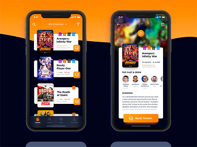 Cinema City App concept app branding cinema design gradient ios mobile ticket ui ux