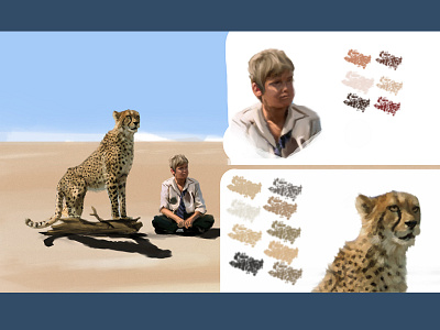 Duma Fan Art Digital Painting, Breakdown color palette. africa cheetah desert digital art duma friendship illustration movie painting savannah wild