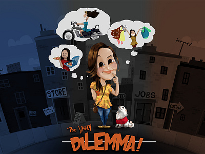 The Dilemma, Post Card, Illustration character cute digital painting girl illustration postcards