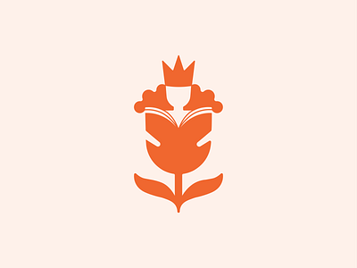 Dutch mentor logo adobe illustrator book branding crown flat illustration knowledge logo logo design mentor queen symbol tulip