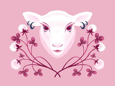 Poster "Lamb" animal botanical illustration lamb poster procreate sheep symmetrical symmetry