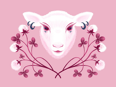 Poster "Lamb" animal botanical illustration lamb poster procreate sheep symmetrical symmetry