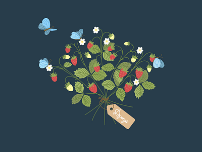Forest bouquet adobe illustrator bouquet butterfly flat forest bouquet gift illustration procreate strawberry wild strawberry