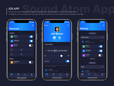 IOS Sound Atom App ios app mobile mute voice ui user interface ux voice app