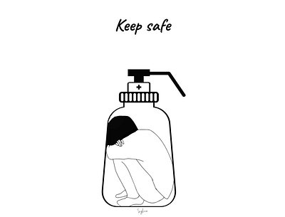 Keep safe blackandwhite branding design corona coronavirus design graphic graphicdesign illustration illustrationart illustrationartist illustrator lineart logo