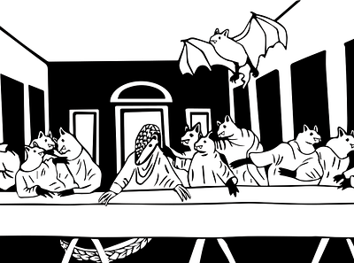 The Last Supper bat bats blackandwhite branding branding design concept design coronavirus illustration illustration art illustrations illustrator pingalion thelastsupper uidesign