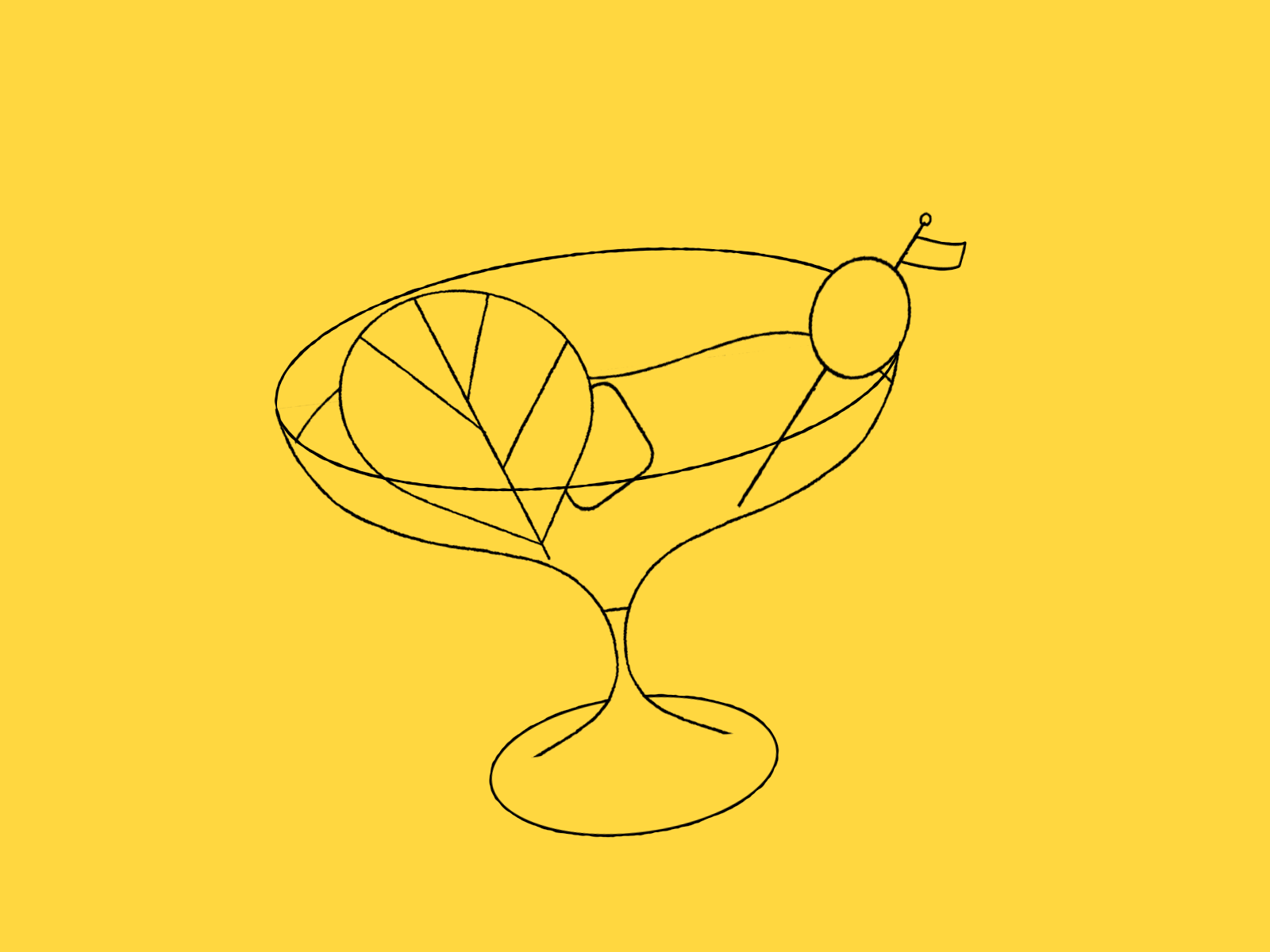 3D Martini (sorta) 2d animation 3d alcohol animation design drink illustration martini mint olive outline