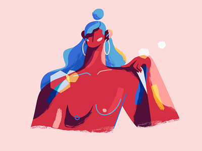 Pose adobe illustrator brush character design detail hair illustration nude pose texture woman