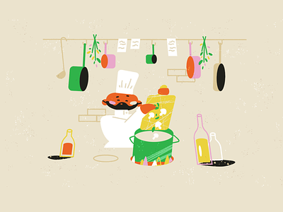 Soup styleframe adobe illustrator animation character design chef cooking cuisine food illustration kitchen restaurant soup storyboard texture