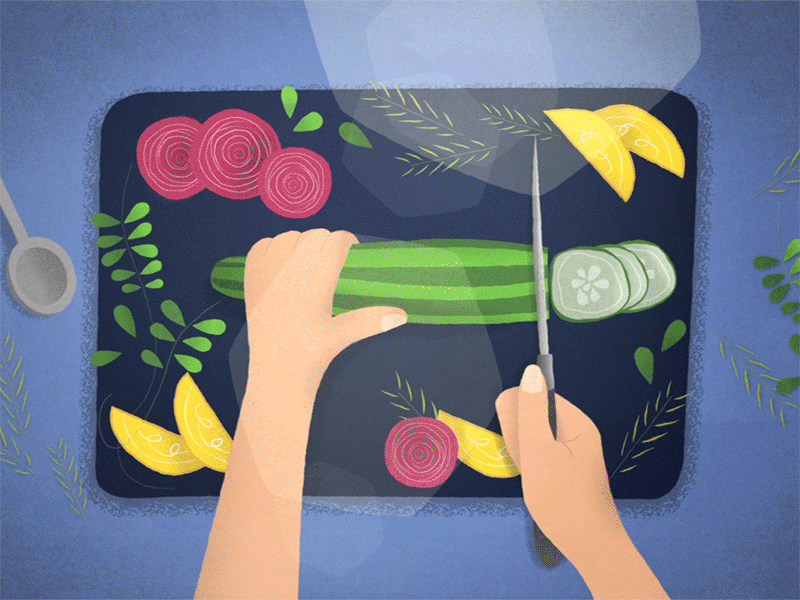 Cucumber cutting like a pro animation cucumber cutting explainer food illustration kitchen vegetable veggie