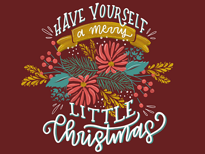 Merry Little Christmas christmas drawing hand lettering holiday illustration lettering type typography vector art