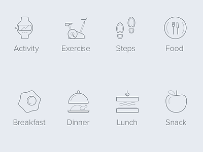 Prevent Mobile App Icons activity app exercise food health icons illustration line mobile prevent tracker ui