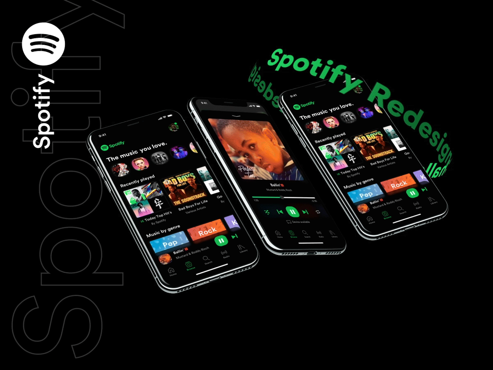 🎵🙌 Spotify for IOS - Redesign Challenge 🤷 aniamtion app design ios minimalism simple spotify ui