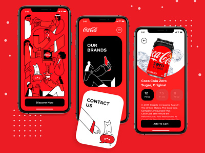 🥤Coca-Cola App ( + Illustrations ) for 🎨 Uplabs Challenge app clean coca cola coca cola cocacola design illustration ios logo ui ux