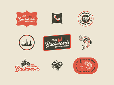 Backwood Beer Company Branding beer beer branding beer logo branding brewery brewery branding design fish fishing hops illustration logo logo design logodesign pine tree typography