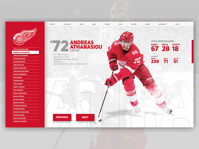 NHL Player Profile Redesign