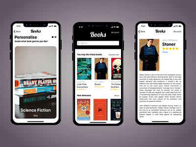 Book app (Tinder Style) app book book app book club books bookstore design goodreads reads stoner tinder