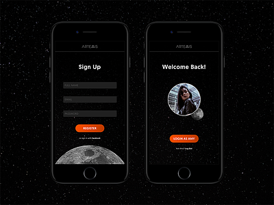 Daily UI Challenge 001: Sign Up dailyui iphone moon sign in space ui