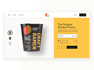 Add to Cart Animation - Common Foods add to cart animation animation design design ecommerce floating food hover interactions microinteraction noodles principle product page ramen shopping cart ui ux web website