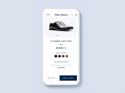 Product Detail Page - Add to Cart add to cart animation customization design ecommerce interactions mobile principle product page shopping ui ux web