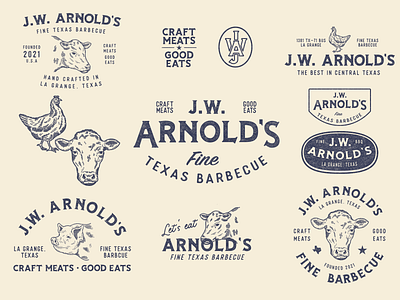 J.W. Arnold's Fine Texas Barbecue badgedesign branding design illustration logo logo mark texture vector