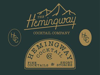 Hemingway Cocktail Company badge logo badgedesign design hand lettered illustration logo retro