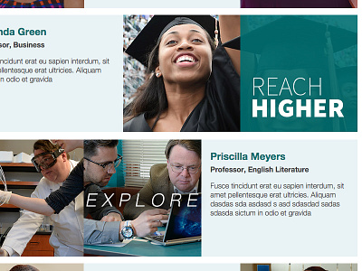 Profile Features for Alumni & Staff alumni grid higher education profile responsive teal