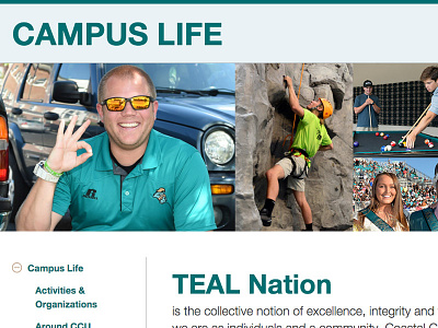 Campus Life Landing Page campus campus life collage college grid higher education