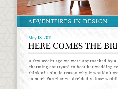 Here Comes The Bride blog blue pattern texture website design