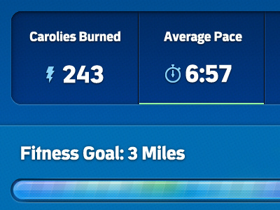 Calories Burned app blue calories iphone pace progress bar run runkeeper running ui ux