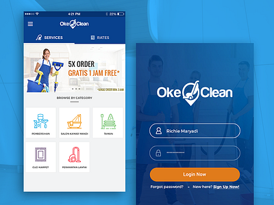 Mobile App : Cleaning, On Demand