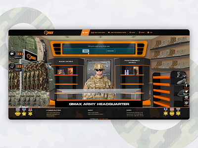 QMAX ARMY HEADQUARTER branding design illustration ui ux web website