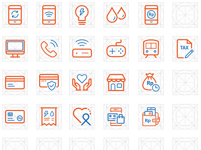 Two tone set icons for PPOB App design illustration ui