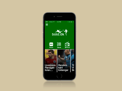 Bold.dk - Redesign of application animation application bold.dk danish football news facebook paper football ios8 iphone 6 news soccer