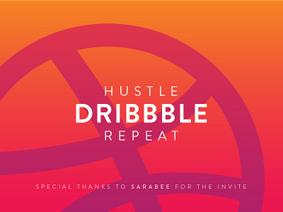 Hustle, Dribbble, Repeat 2d clean colour debut design flat gradient icon minimal vector