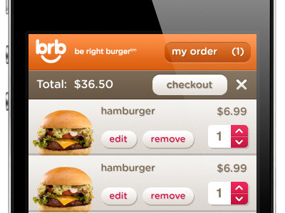 BRB iPhone Ordering brb burgers iphone online ordering