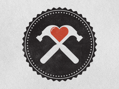 Labor of Love of Labor crest hammers heart