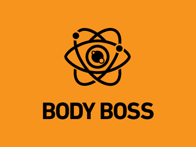 Body Boss atom black body branding eye identity logo