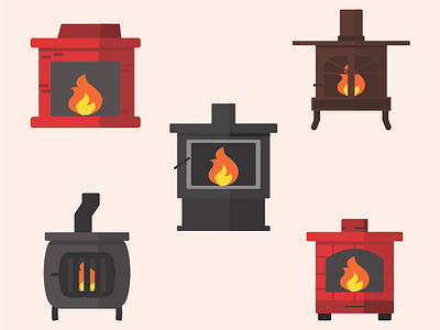 Wood Stoves Icons design icon illustration infographic layout vector