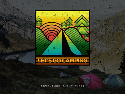 Let’s go camping adventure camp camping design nature poster