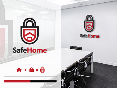 Safehome brand branding design graphic home identity lock logo minimal safe security simple